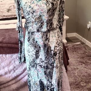 Full length boho dress. Cut out sleeves, lined.